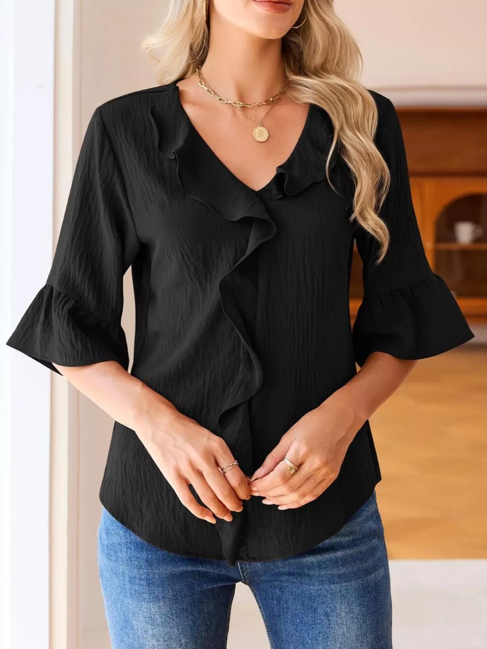 Ruffled Flounce Sleeve Blouse, image 4