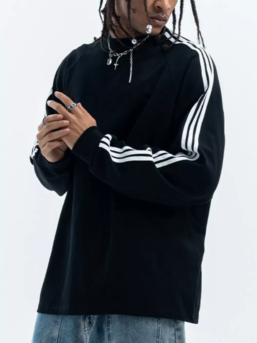 Men's Striped Round Neck Long Sleeve T-Shirt, image 2