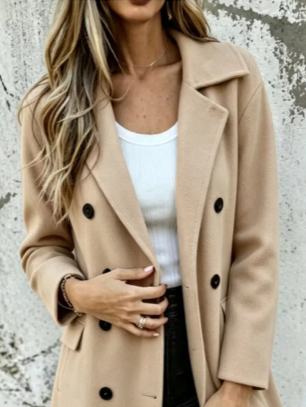 Full Size Double-Breasted Lapel Collar Coat Plus Size, image 7