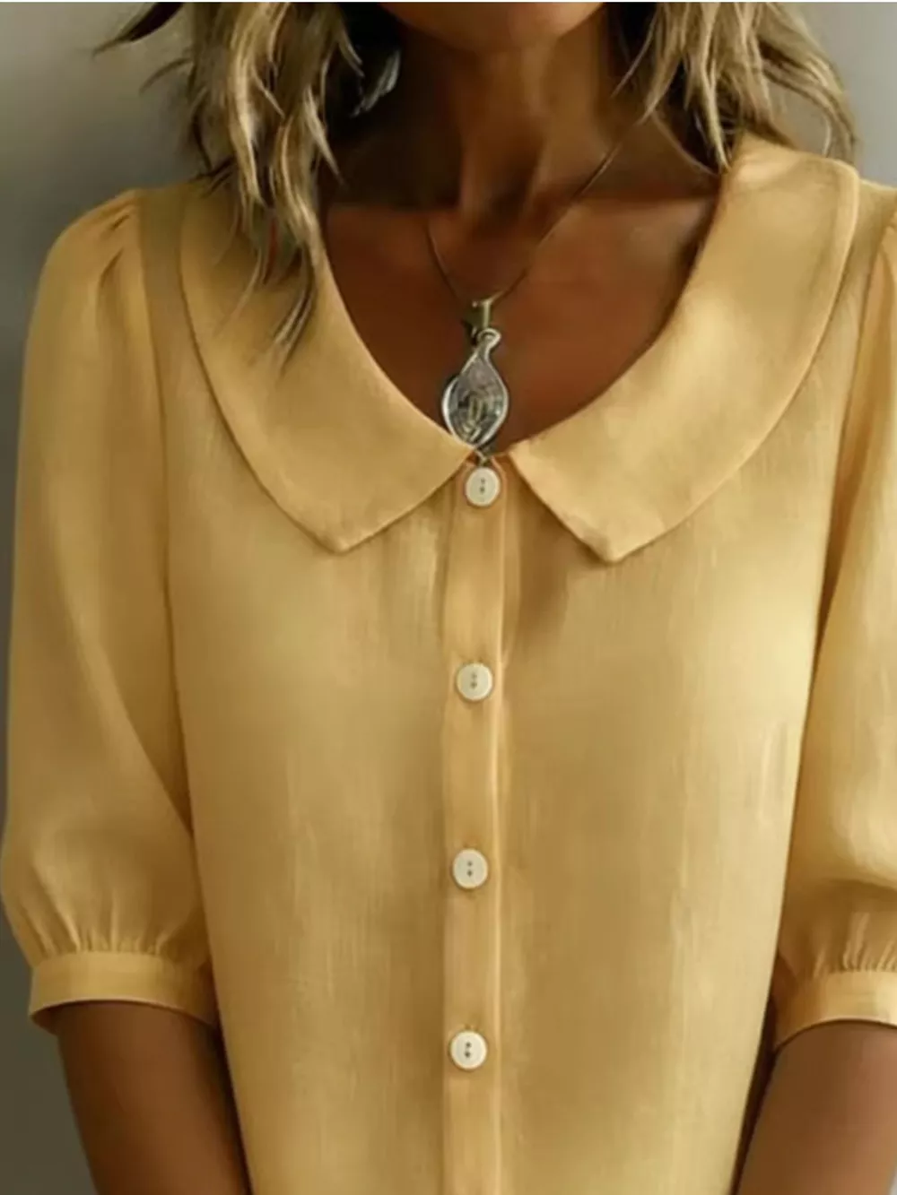 Peter Pan Collar Puff Sleeve Shirt, image 6