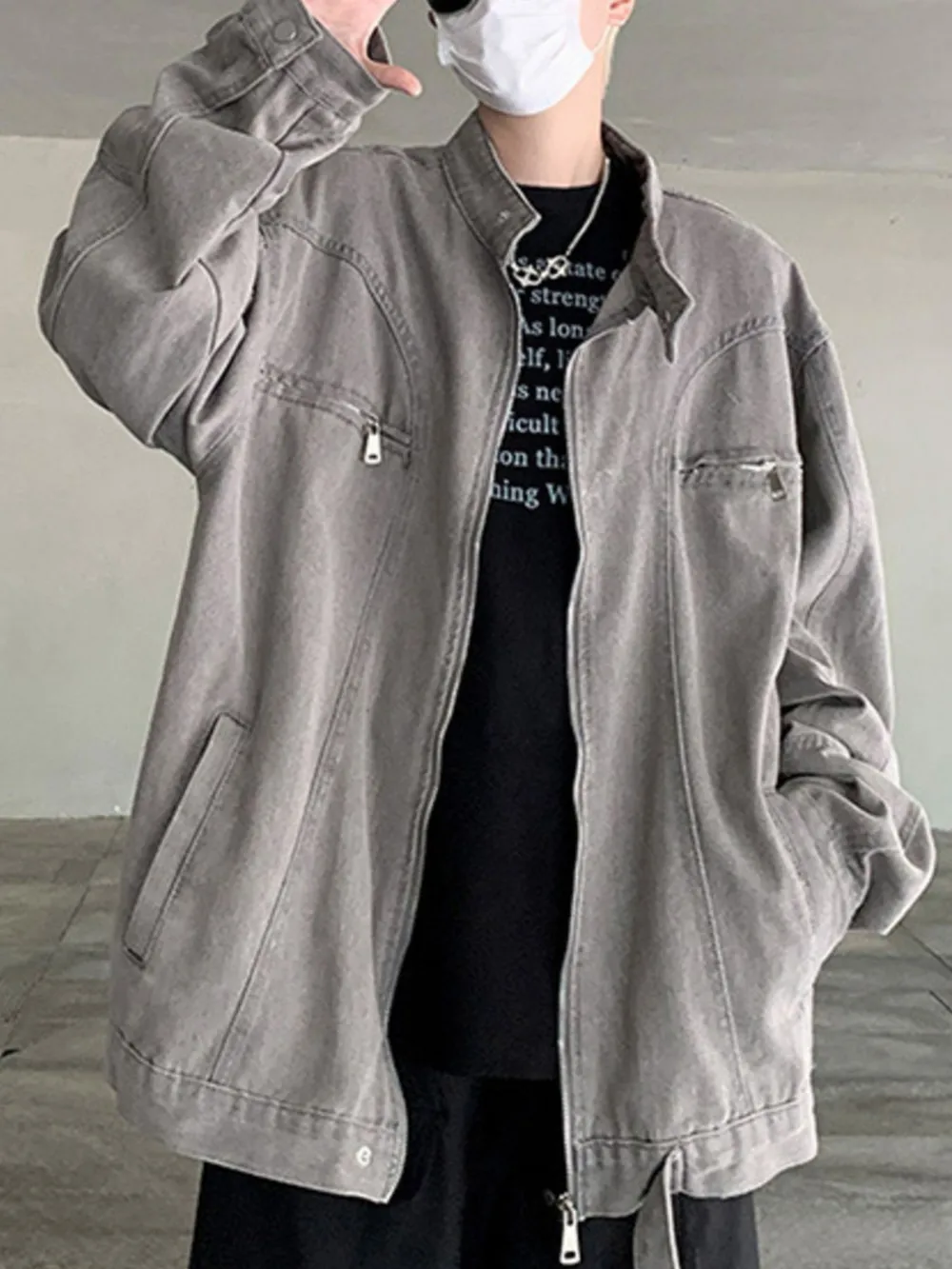 Men's Plus Size Zip Up Oversized Denim Jacket, image 7
