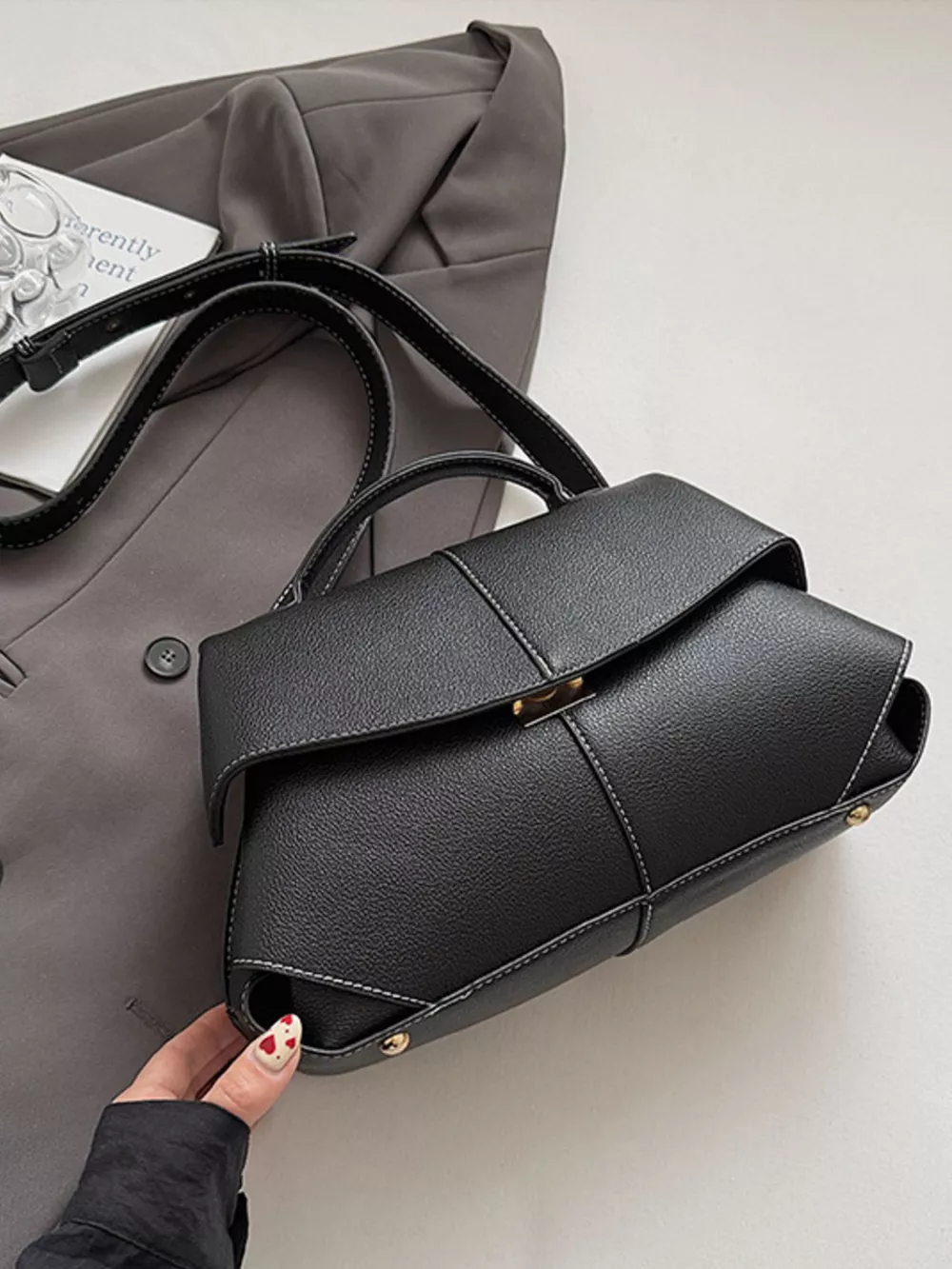 Geometric Flap Shoulder Bag