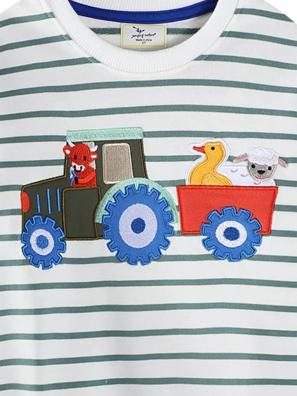 Children's Striped Tractor Crew Neck Sweatshirt, image 2