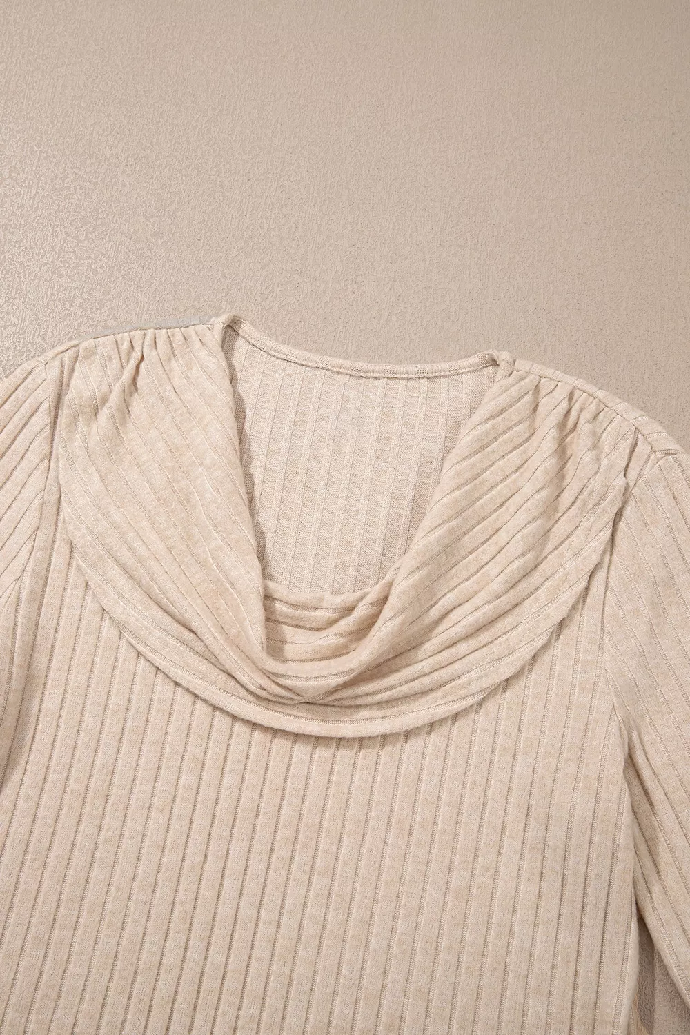Ribbed Cowl Neck Long Sleeve Top, image 9