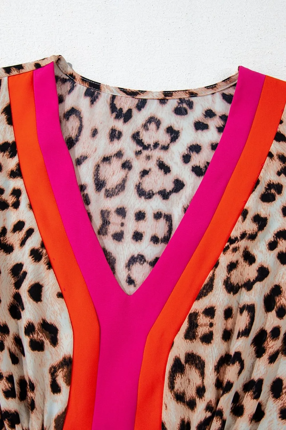 Leopard Print V-Neck Blouse with Contrast Trim, image 5