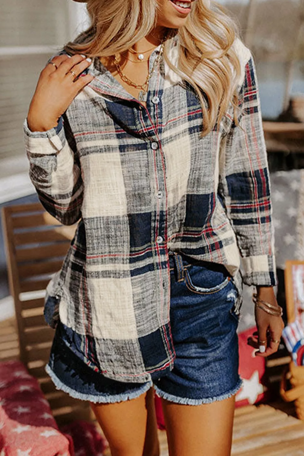 Plaid Button-Down Long Sleeve Shirt, image 4