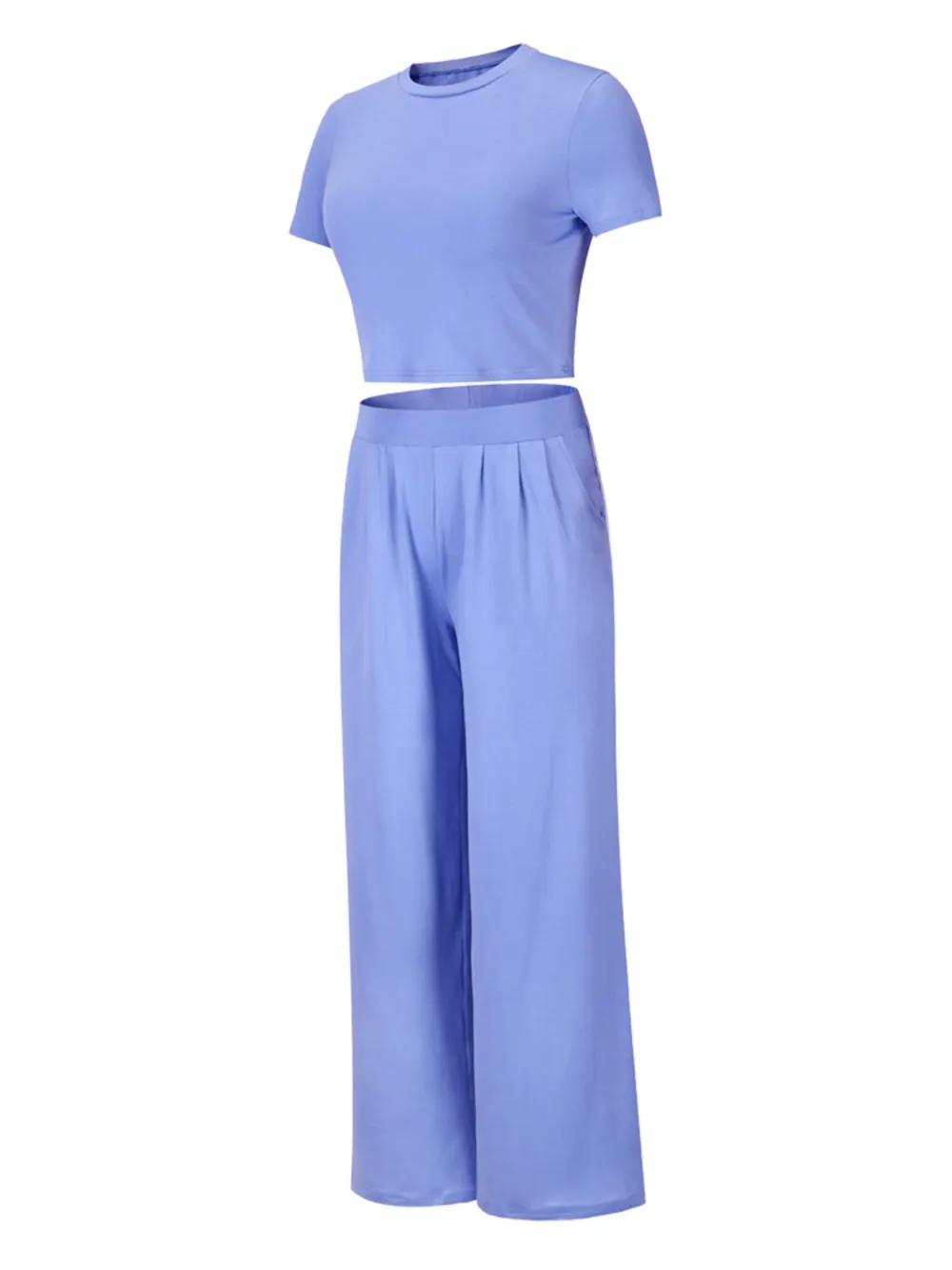 Round Neck Short Sleeve Top and Pocketed Pants Set, image 5