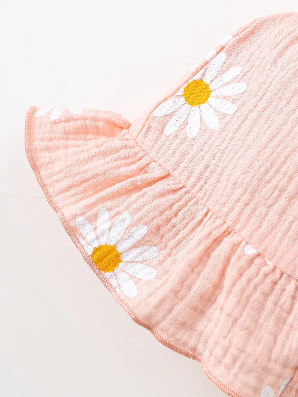 Children's Daisy Textured Wide Strap Romper and Hat Set, image 5