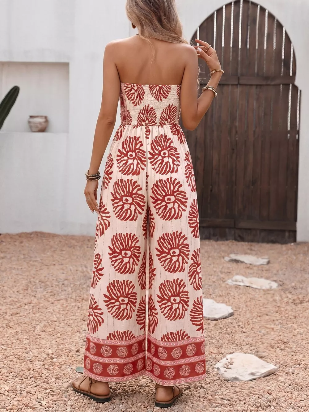 Floral Print Strapless Wide Leg Jumpsuit, image 6