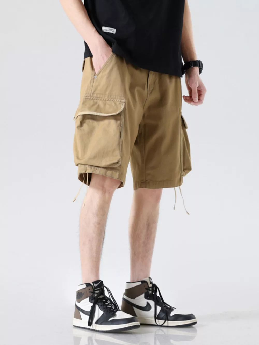 Men's Drawstring Wide Leg Cargo Shorts, image 6