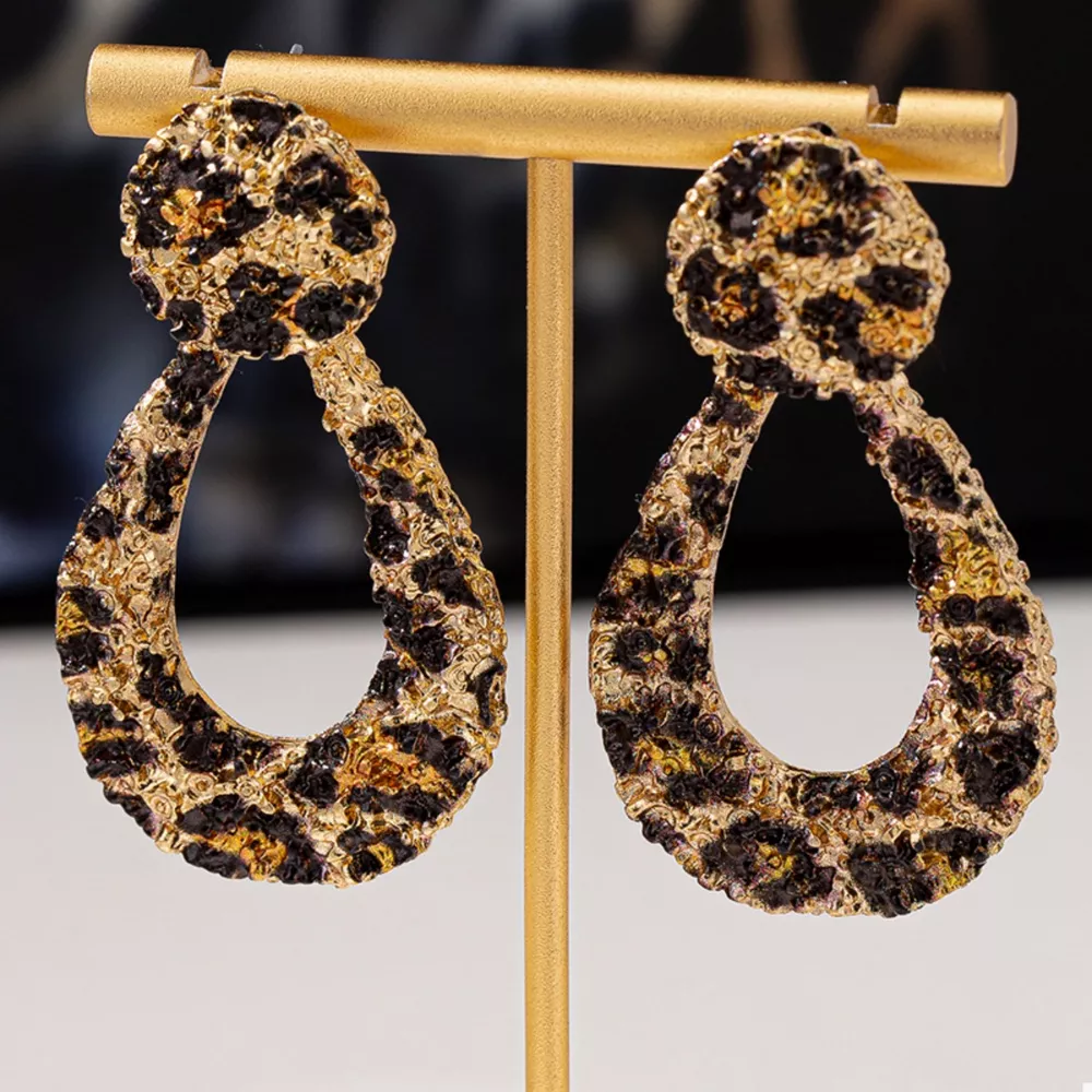 18K Gold-Plated Leopard Dangle Earrings, image 2