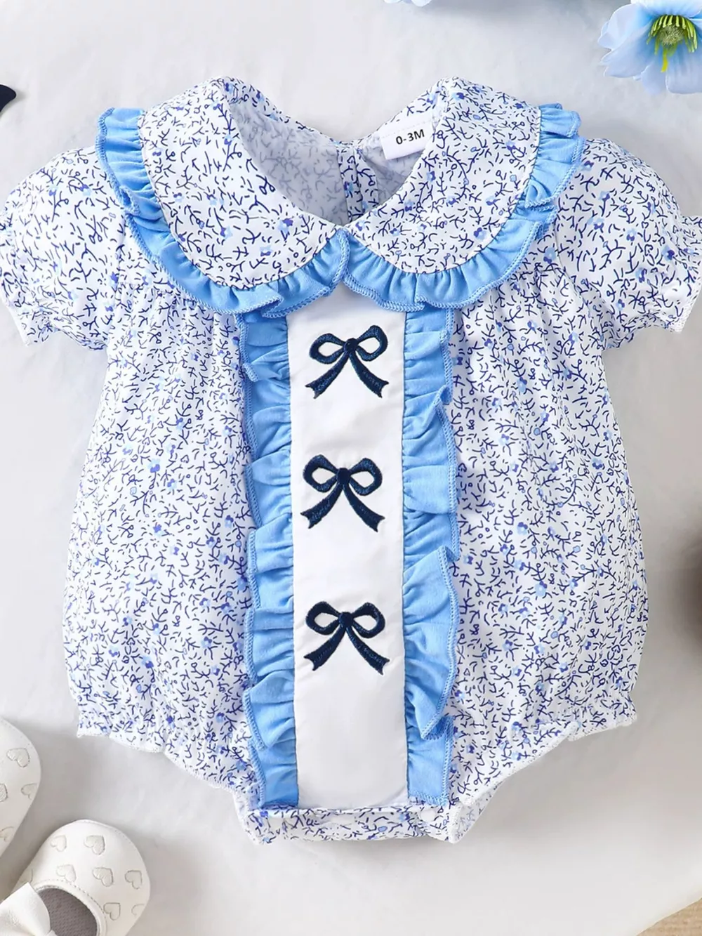 Children's Ruffle Trim Short Sleeve One-Piece, image 2