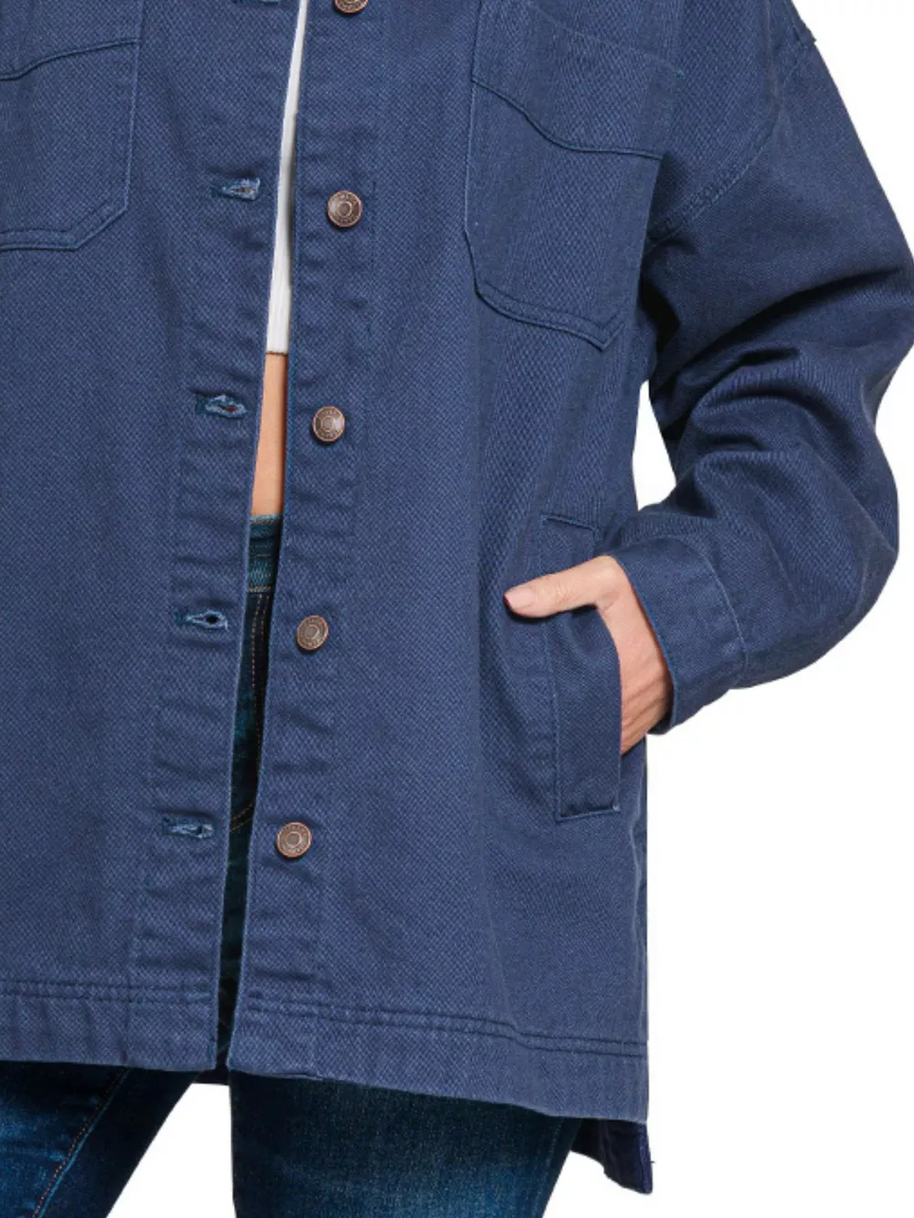 Oversized Collared Neck Button Front Shackets, image 3