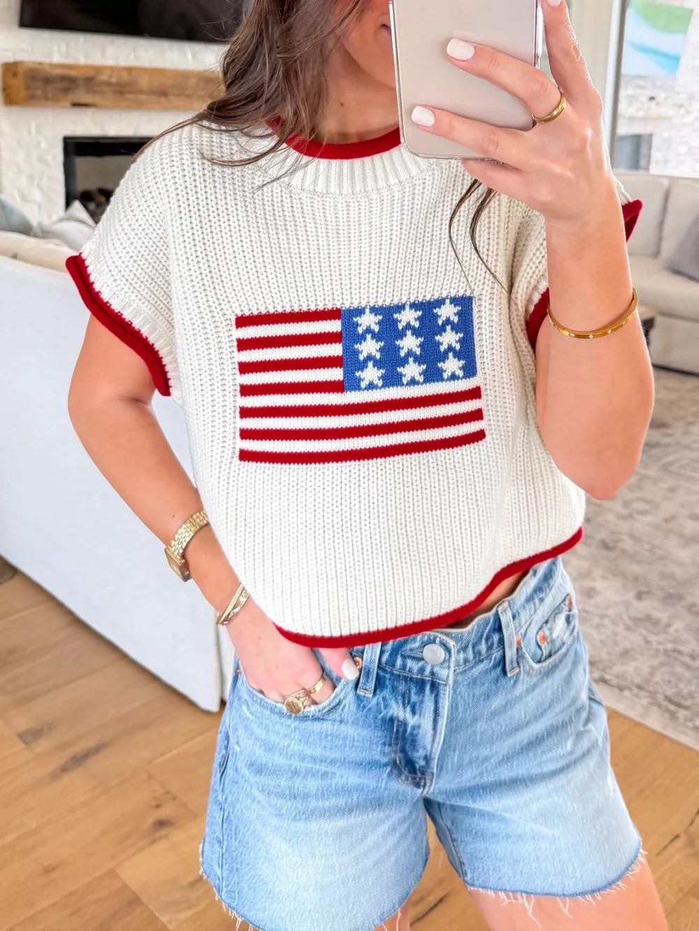 American Flag Knit Sweater Top, image 2