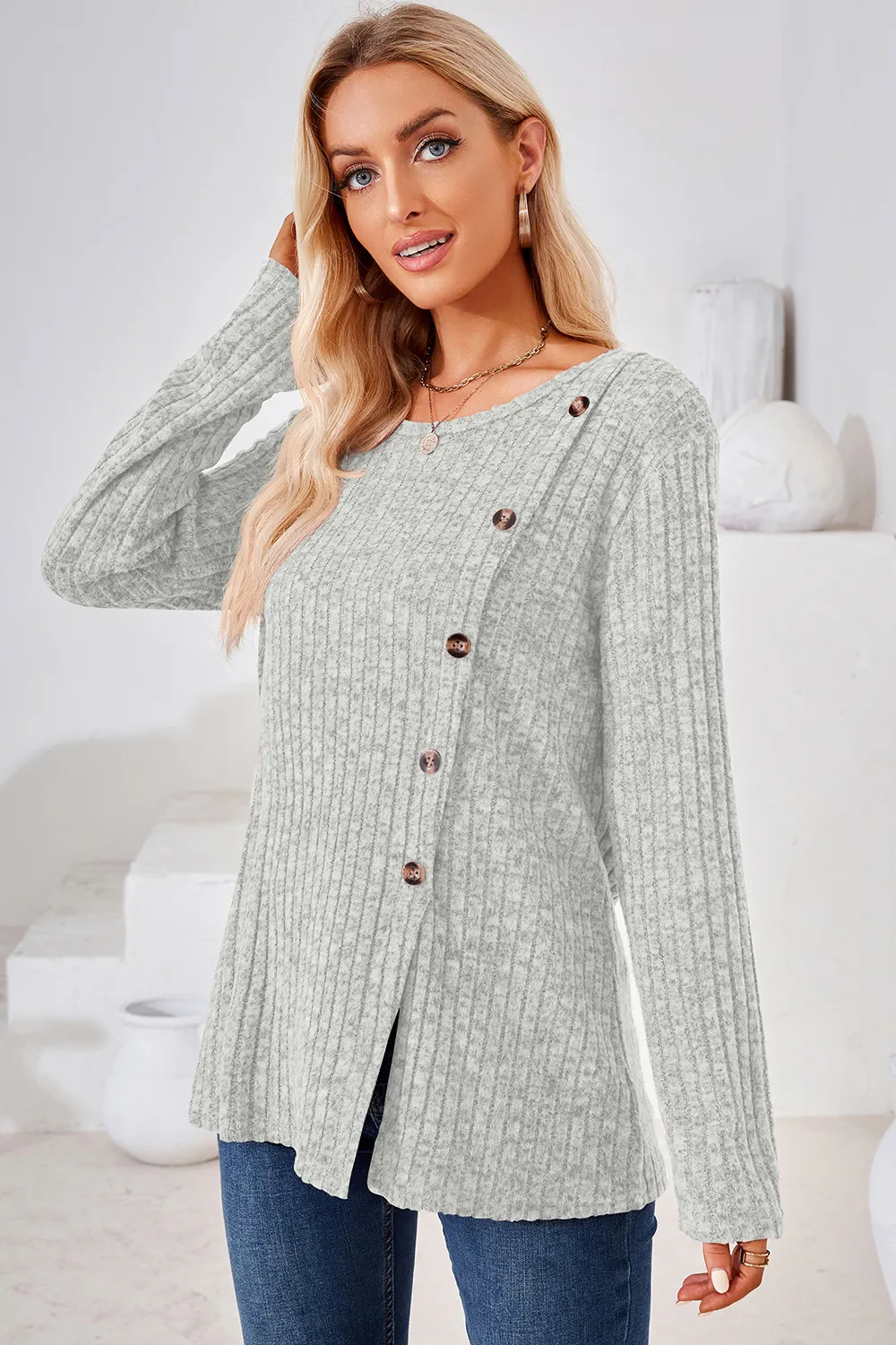 Round Neck Long Sleeve T-Shirt, image 11