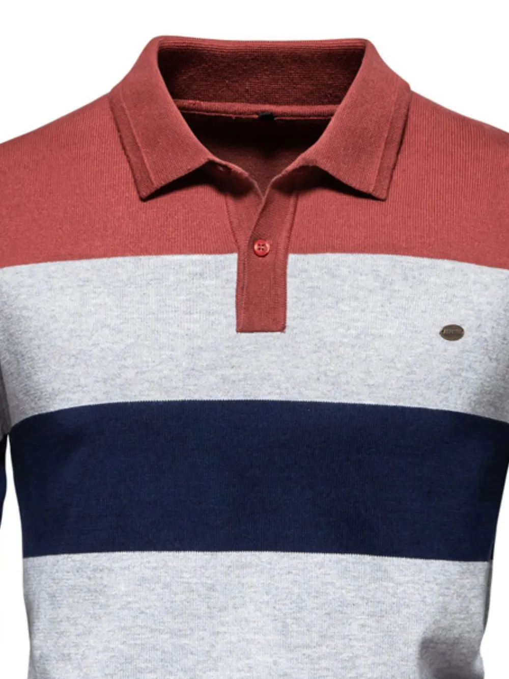 Men's Striped Long Sleeve Knit Polo, image 3