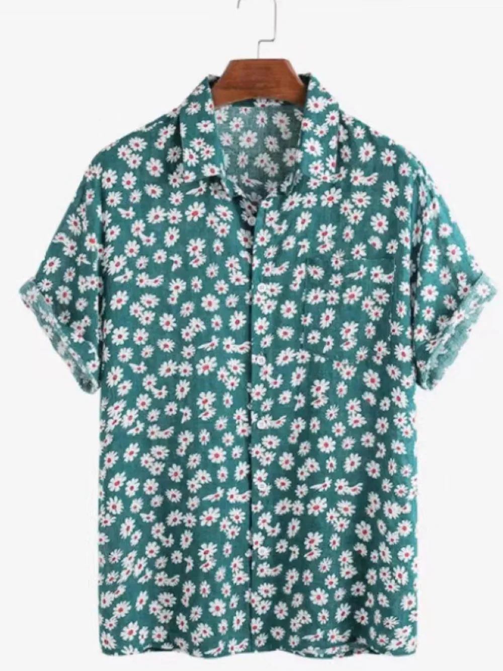 Men's Full Size Daisy Print Button Up Shirt Plus Size, image 2
