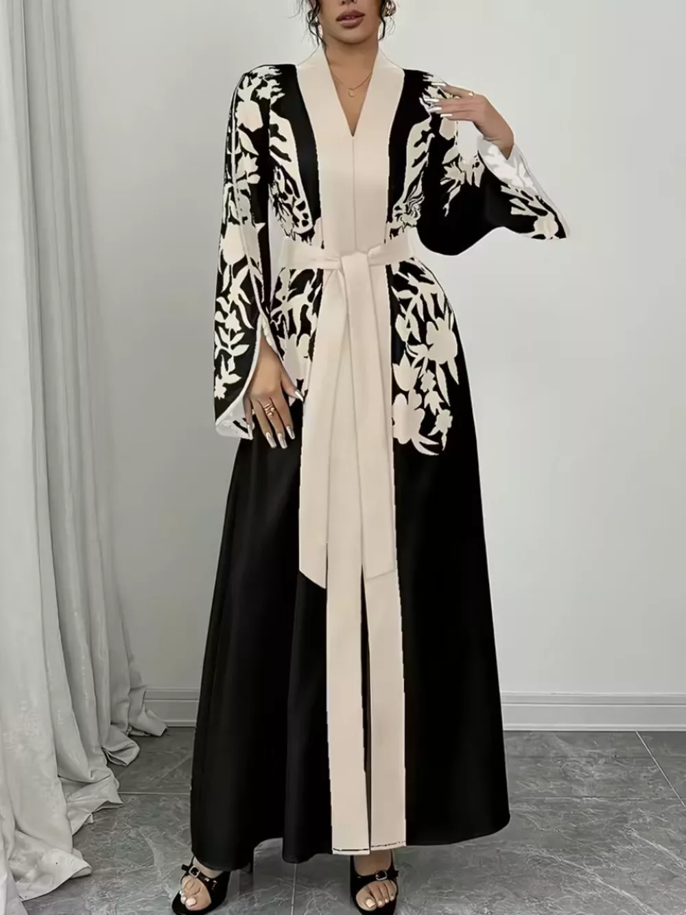 Printed Tie Waist Maxi Dress, image 6