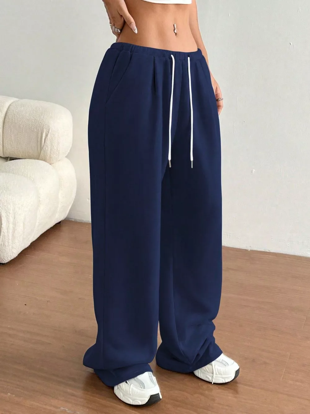 Casual Drawstring High Waist Wide Leg Sweatpants, image 5