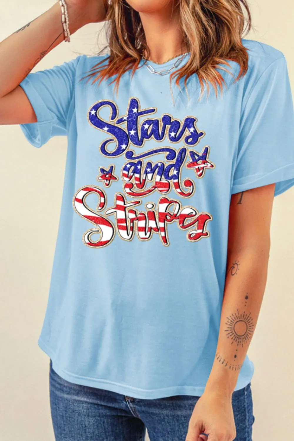 Stars and Stripes Patriotic Graphic T-Shirt, image 3