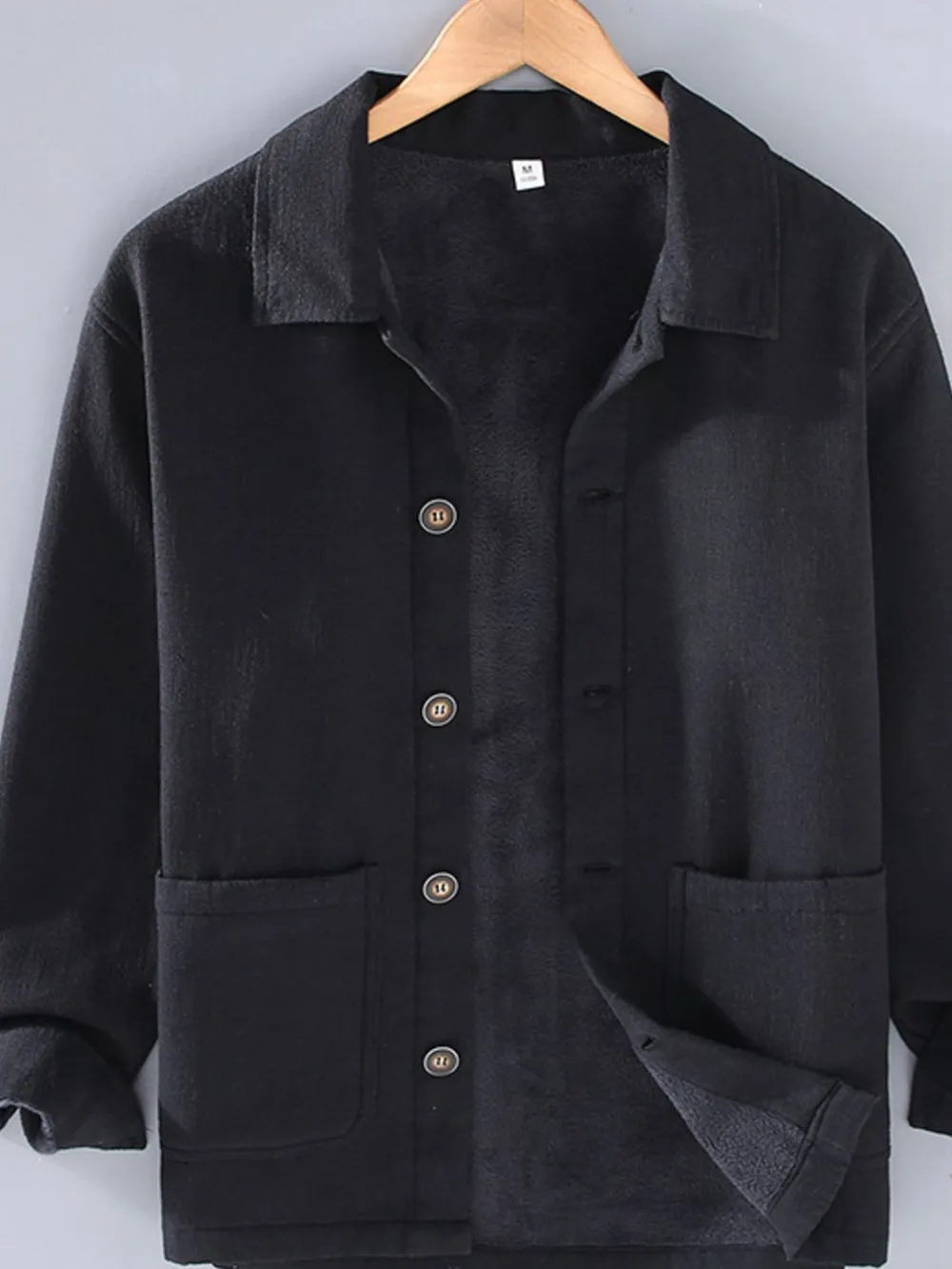 Men's Plus Size Button Up Long Sleeve Shacket