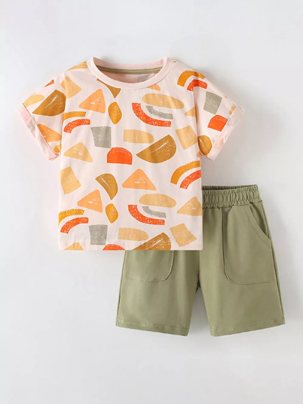 Children's Geometric Print T-Shirt & Shorts Set