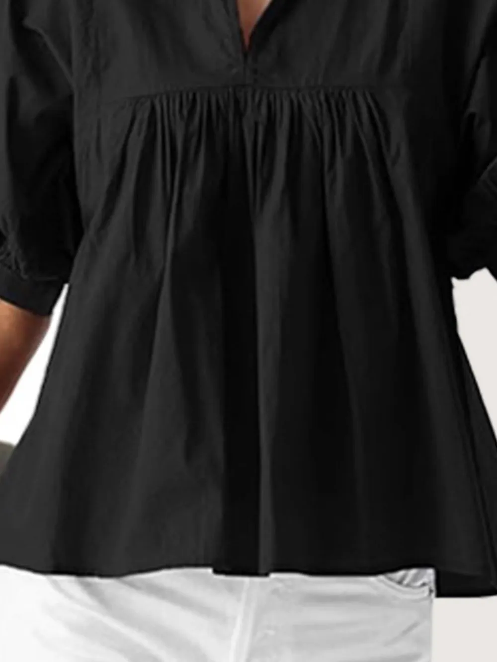 Notched Puff Sleeve Blouse, image 2
