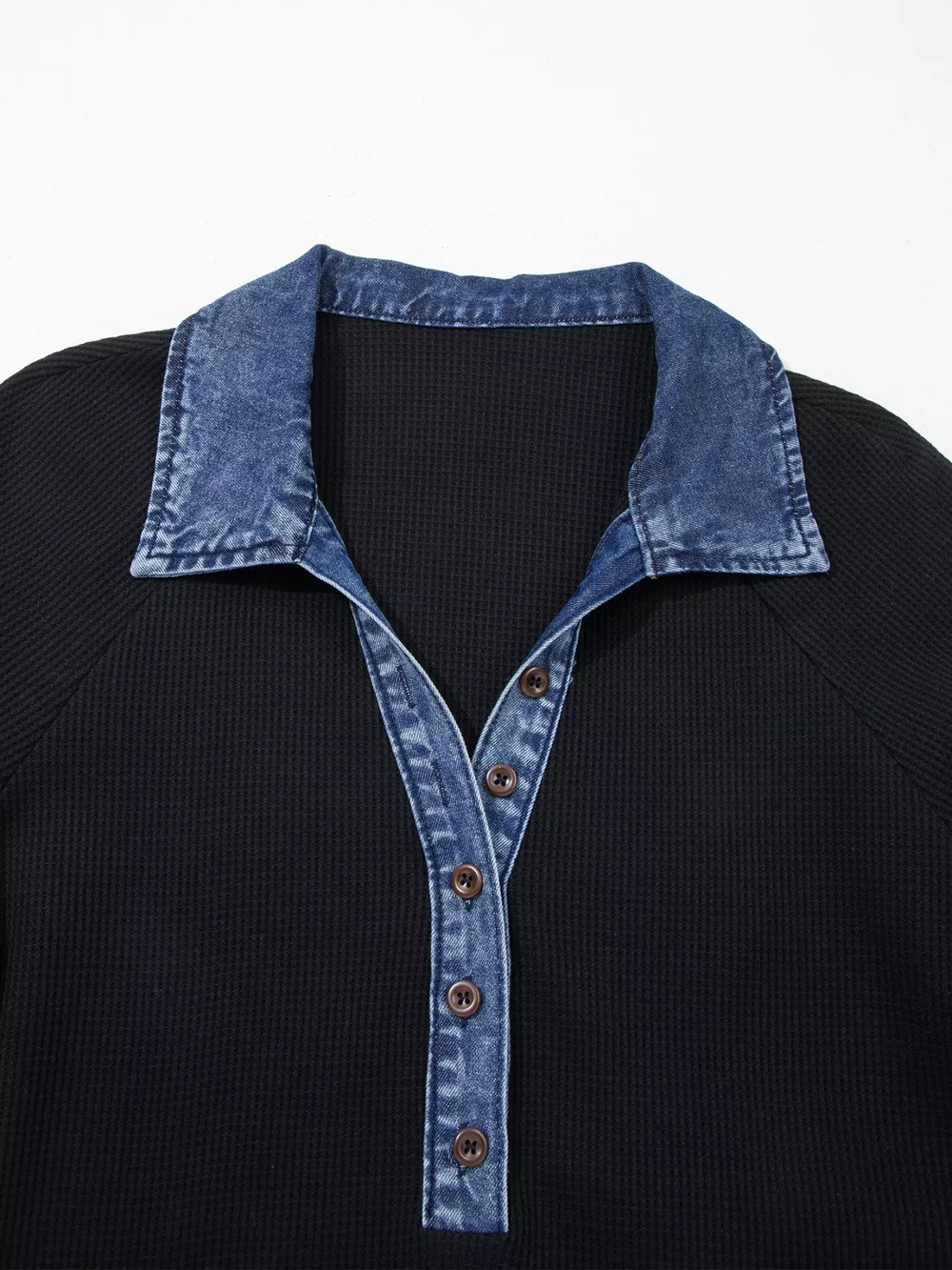 Denim Trim Button Detail Top, image 3
