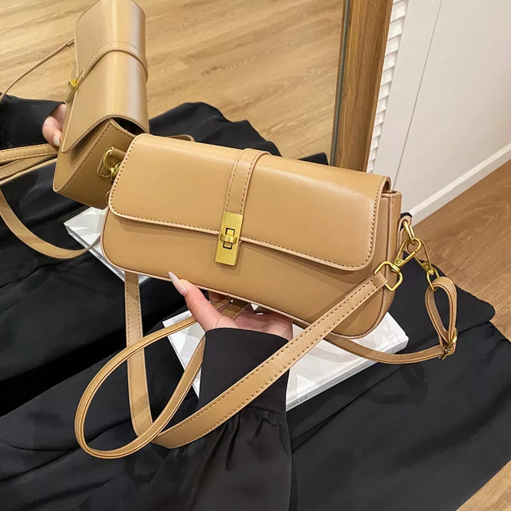 Rectangular Crossbody Bag with Golden Buckle, image 11