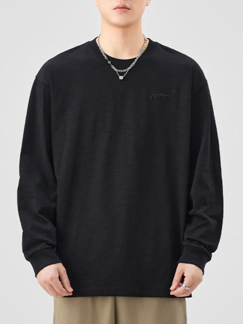 Men's Plus Size Basic Style Oversized Sweatshirt with Embroidered Logo