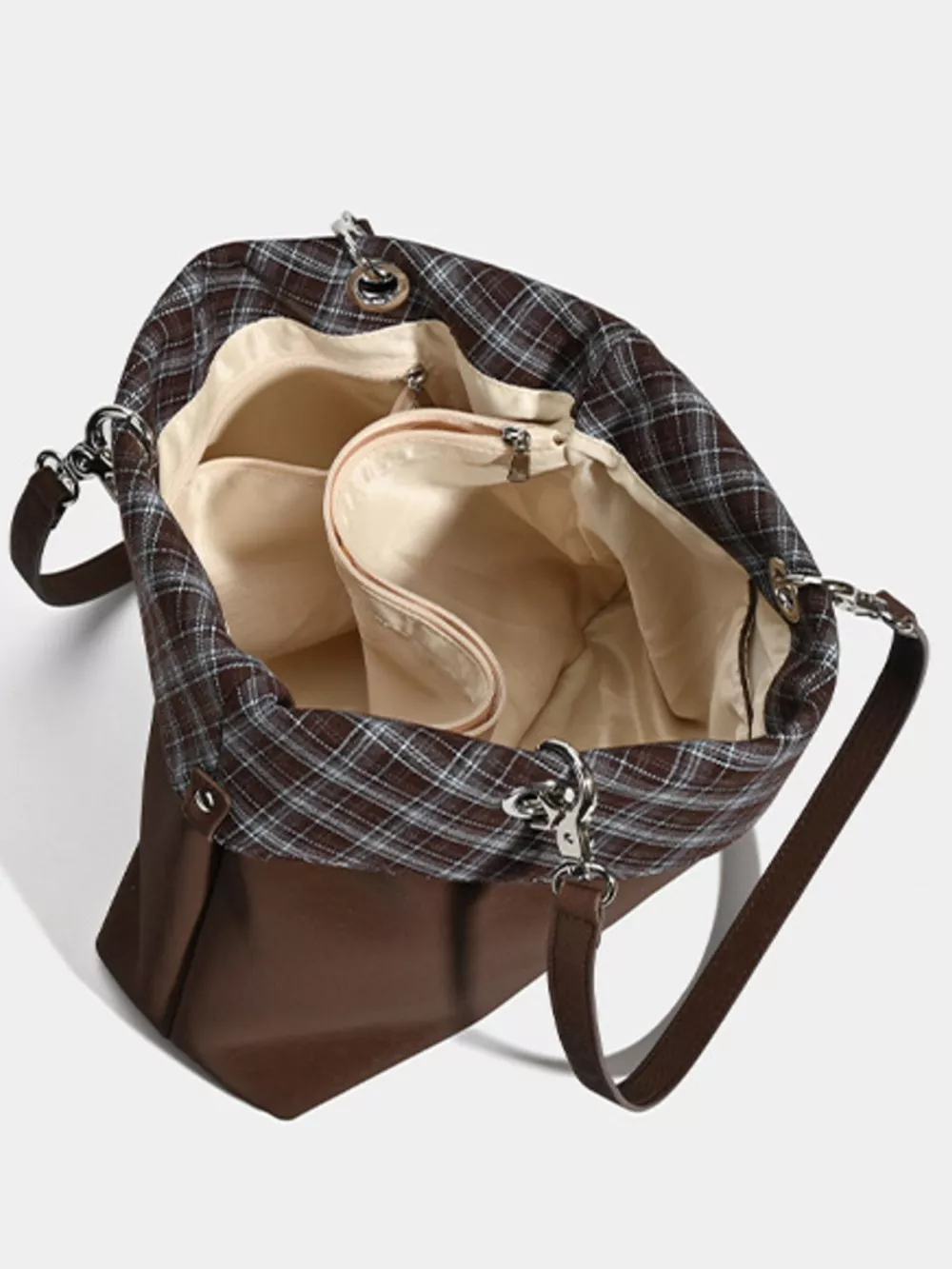 Plaid Trim Shoulder Bag, image 5