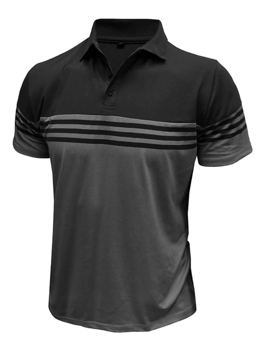 Men's Full Size Color Block Striped Polo Shirt Plus Size, image 4