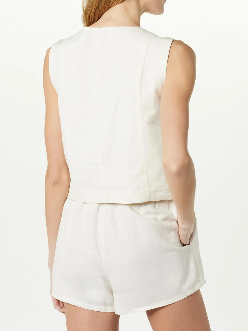 Button Up V-Neck Top and Pocketed Shorts Set, image 3
