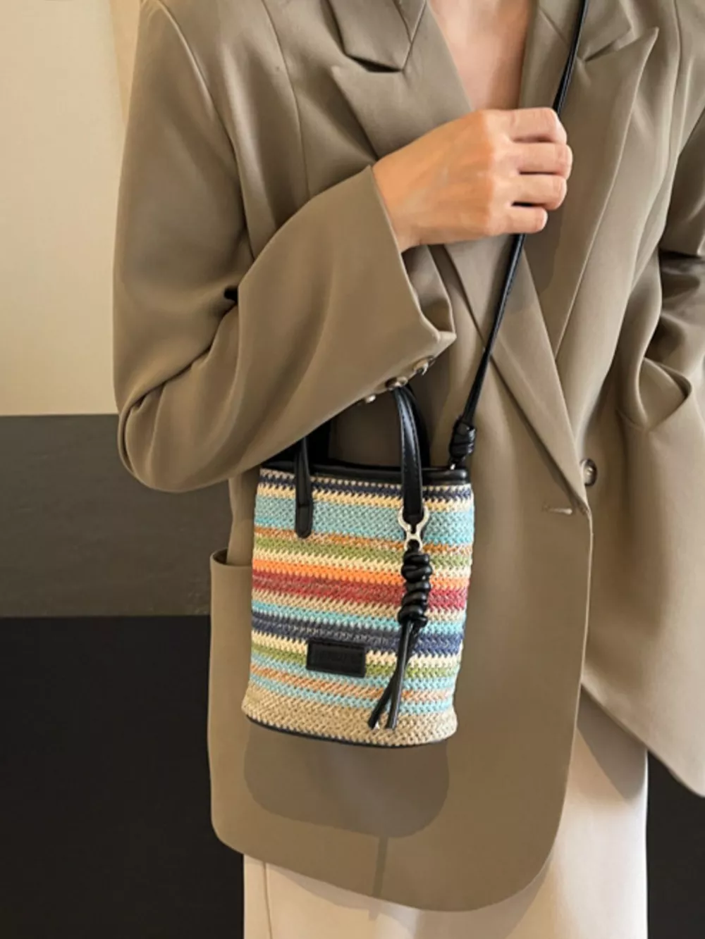 Striped Woven Mini Crossbody Bag, image 6