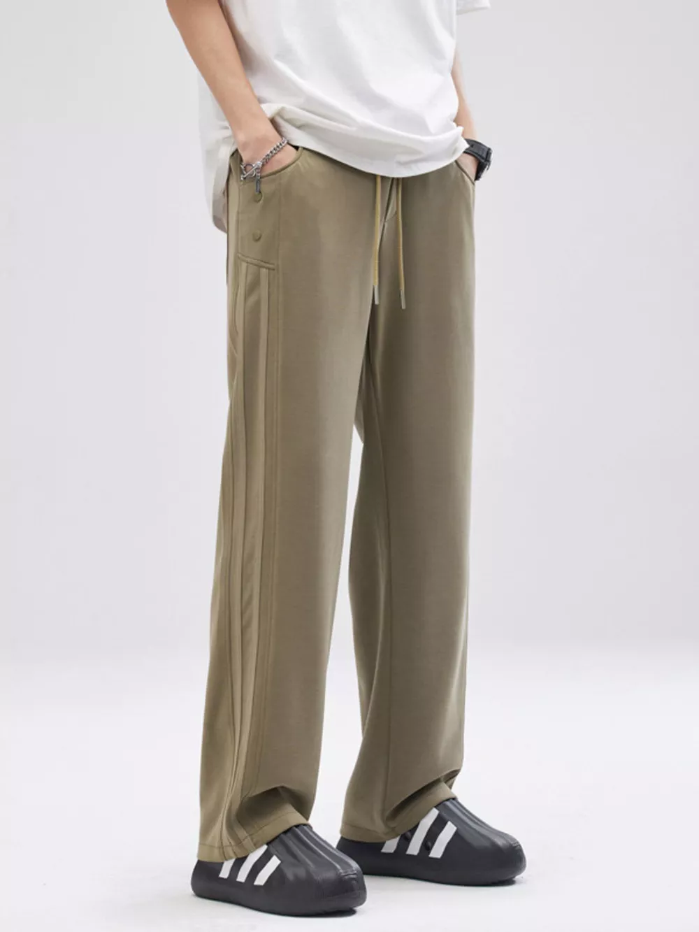 Men's Full Size Drawstring Wide Leg Casual Pants Plus Size, image 5