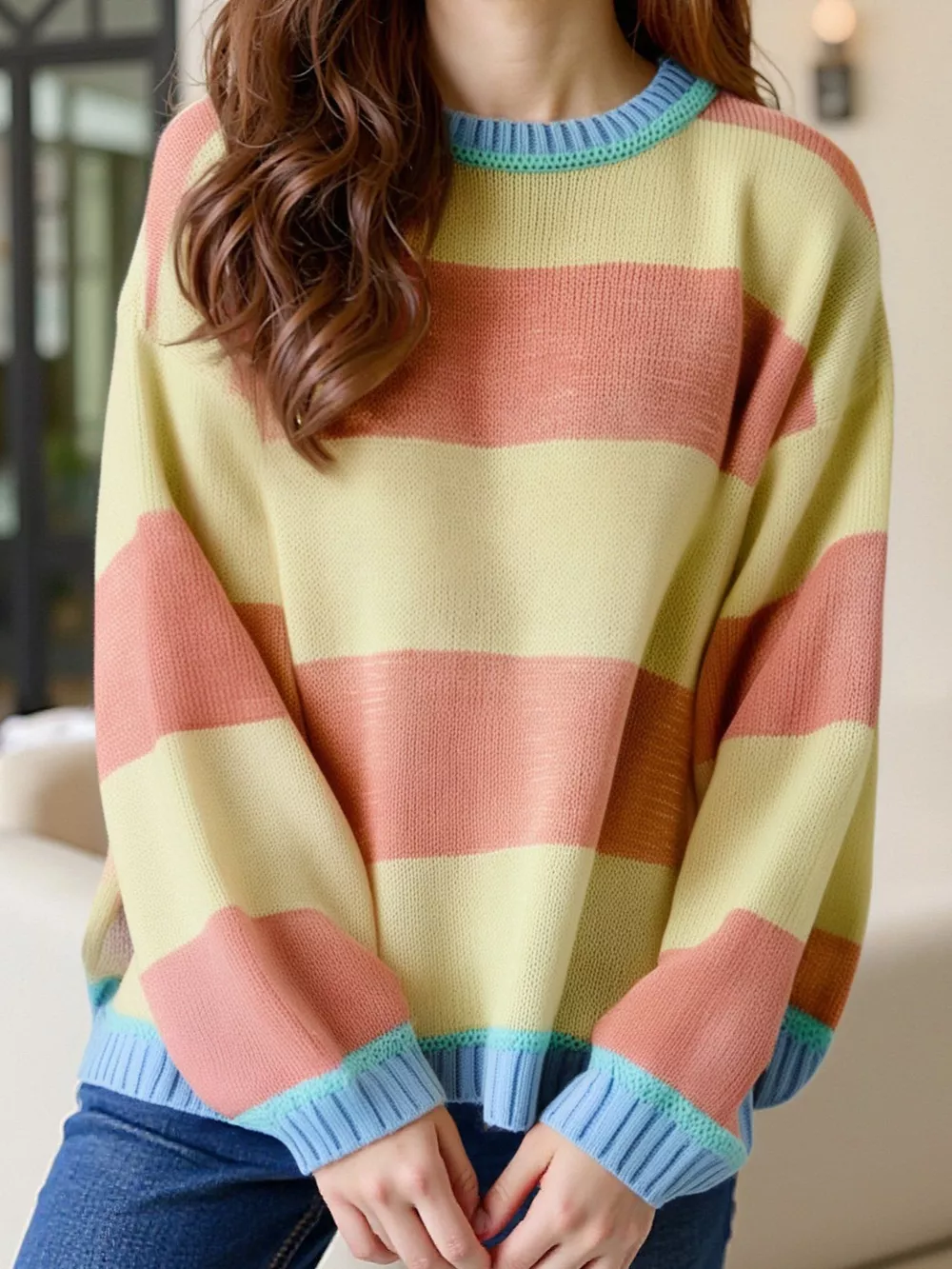 Color Block Round Neck Sweater, image 5