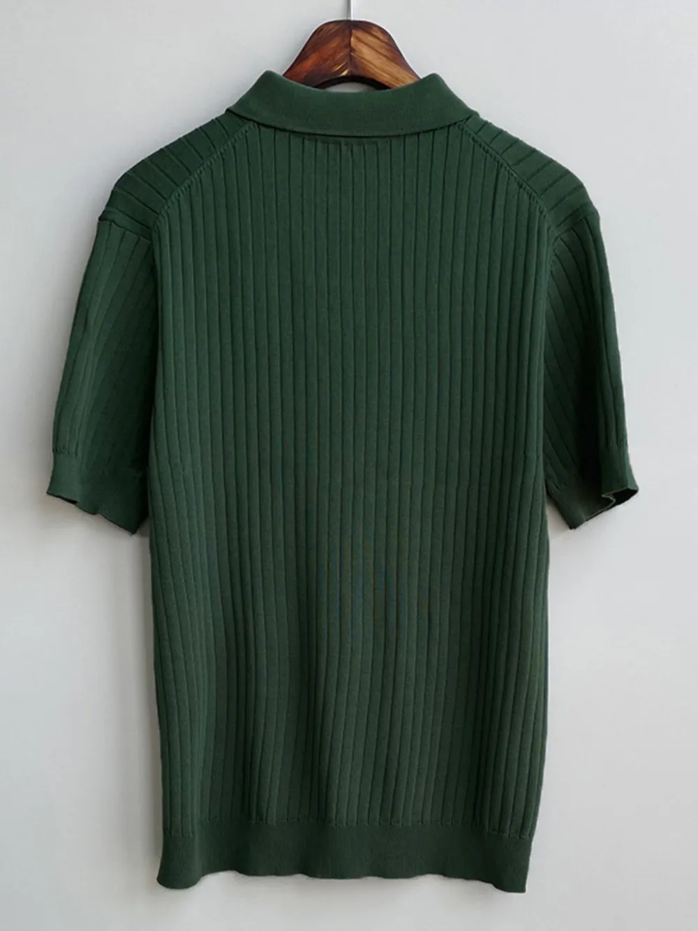 Men's Full Size Ribbed Knit Short Sleeve Polo Plus Size, image 7