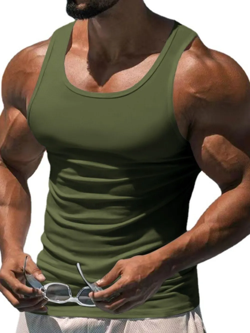 Men's Plus Size Wide Strap Tank, image 7