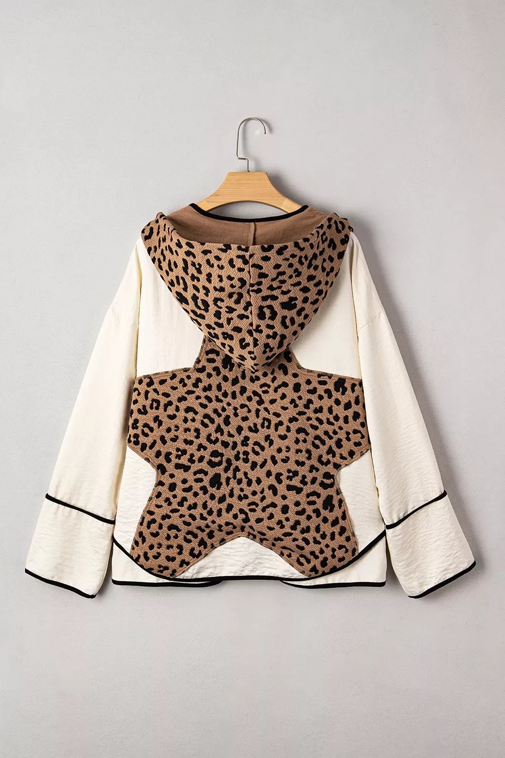 Drawstring Leopard Long Sleeve Hooded Jacket, image 4