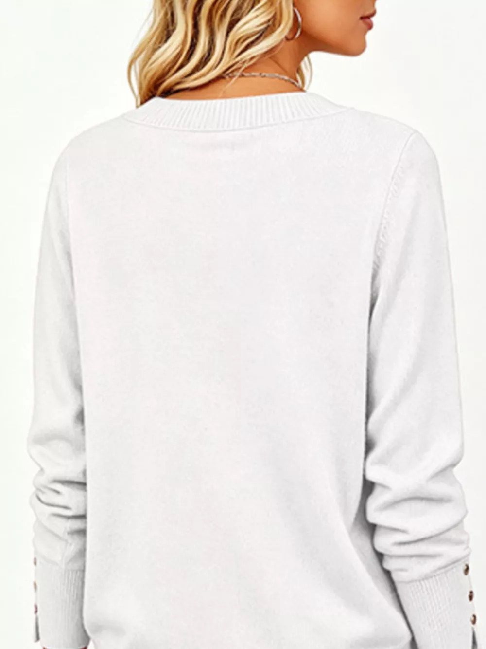 V-Neck Long Sleeve Sweater w, image 8