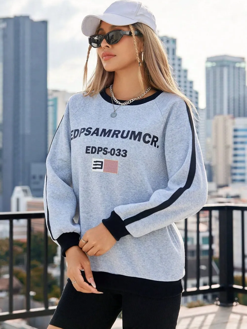 Letter Round Neck Long Sleeve Sweatshirt, image 3
