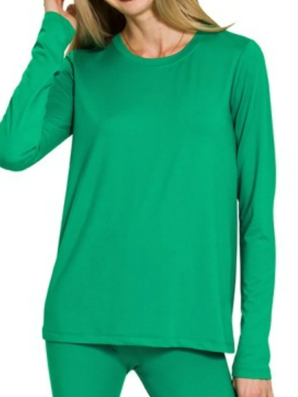 Microfiber Round Neck Top and Leggings Set, image 3
