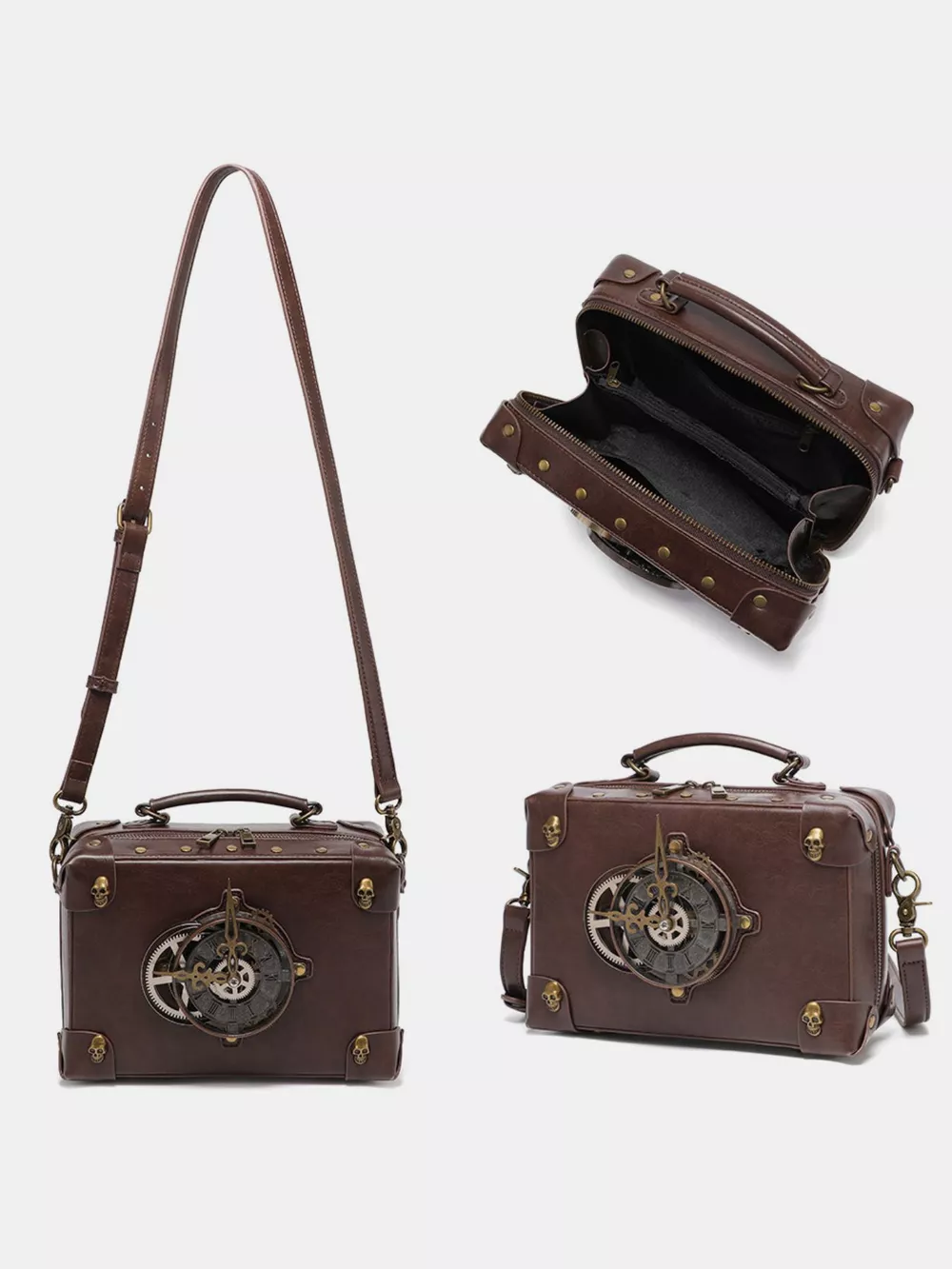 Steampunk Clockwork Design Crossbody Bag, image 8