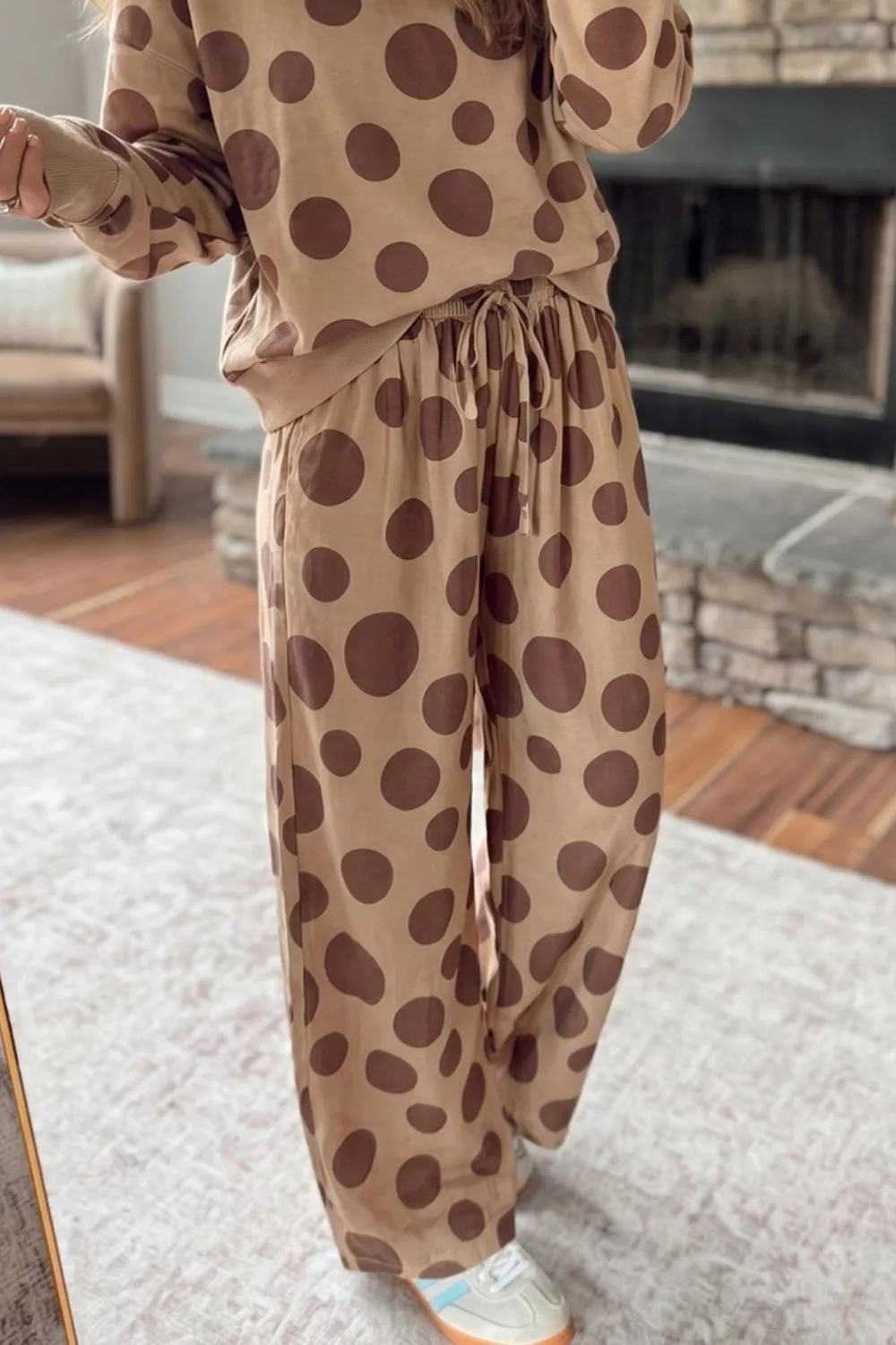 Polka Dot Top and Pants Two-Piece Set, image 3