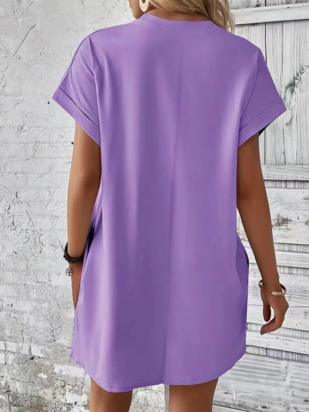 Pocketed Round Neck Short Sleeve Dress, image 9