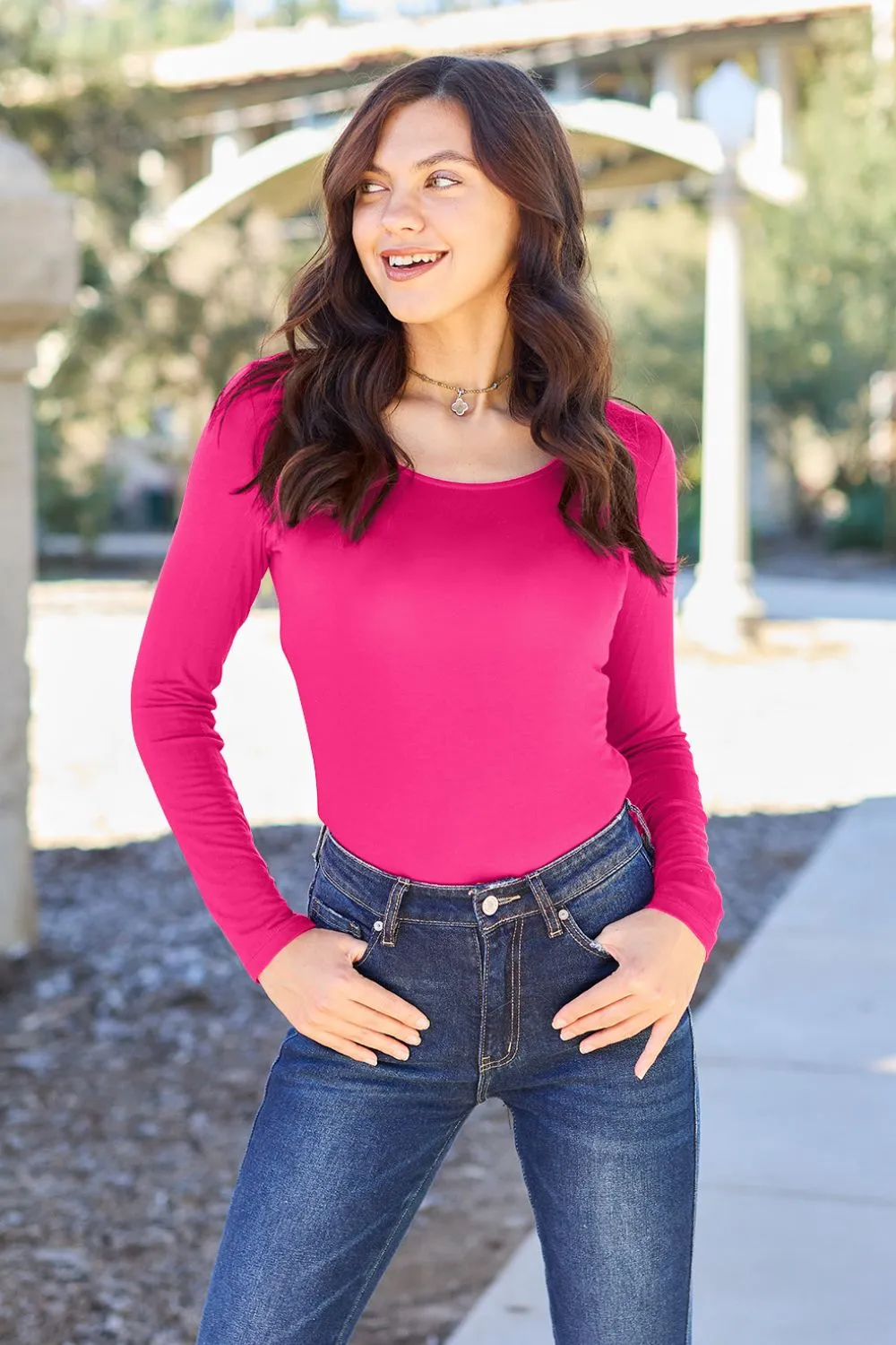 Full Size Round Neck Long Sleeve Bodysuit, image 11