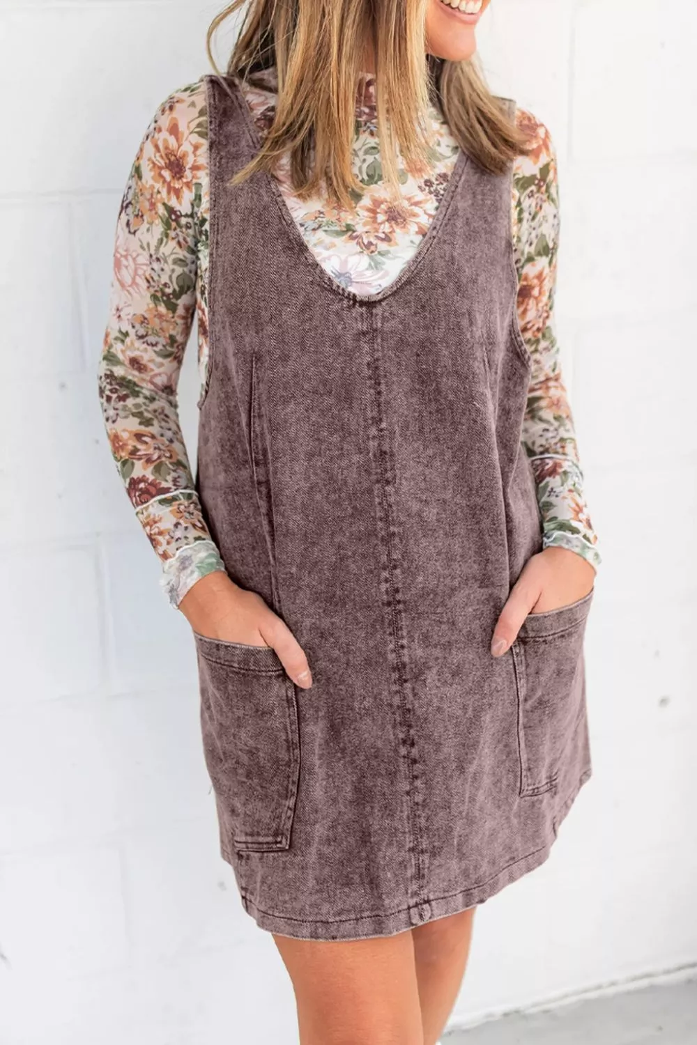 Vintage Wash Denim Overall Dress
