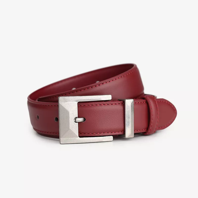 Leather Belt with Geometric Buckle, image 4