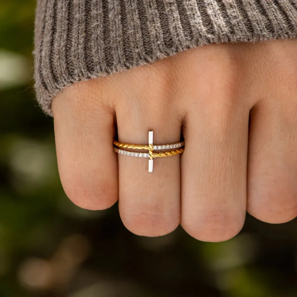 Cross Zircon 925 Sterling Silver Ring, image 5