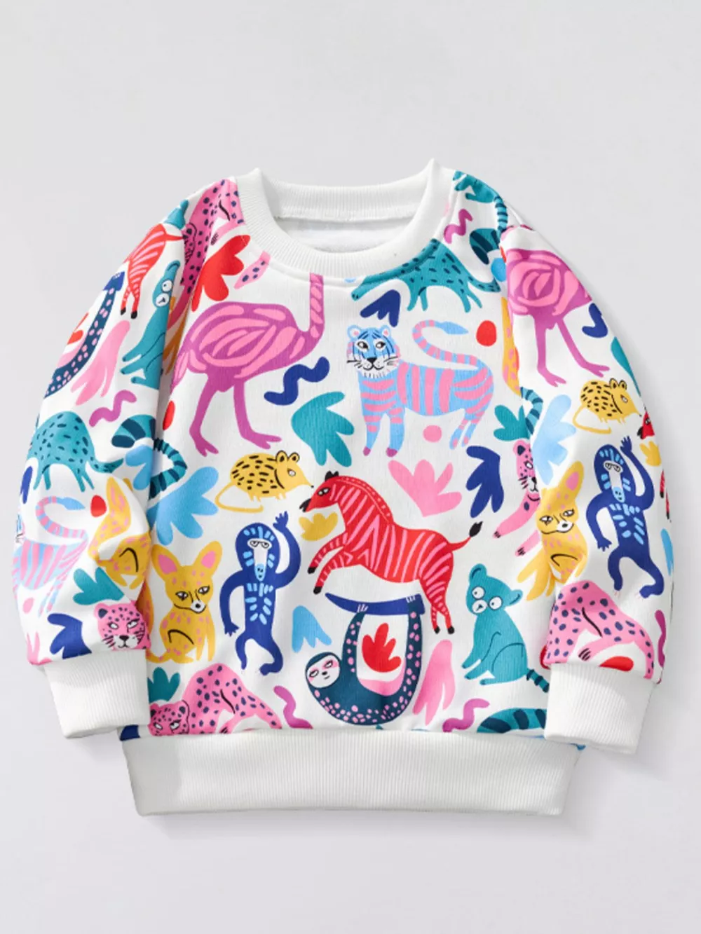 Children's Animal Print Crew Neck Sweatshirt